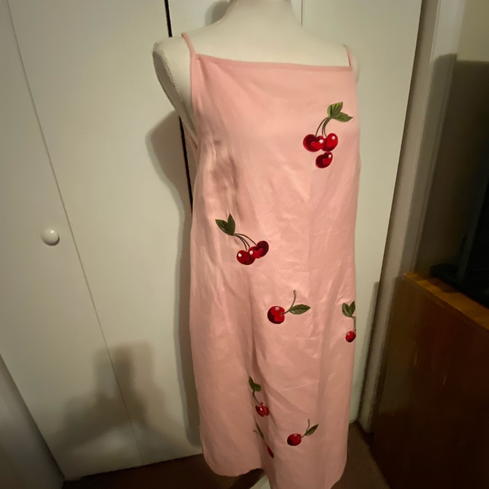Jessica Howard Pink Red embroidered sundress Square neck Sleeveless Vintage SZ16 - Picture 15 of 16